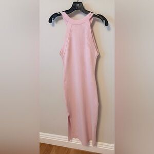 Wayf Blush Pink Ribbed Midi Dress